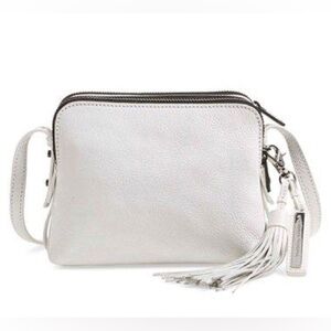 LOEFFLER RANDALL White Leather Triple Zipper Crossbosy Bag